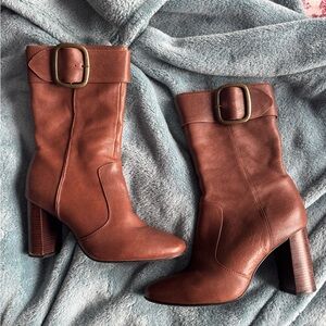Chic Brown Leather Ankle Boots